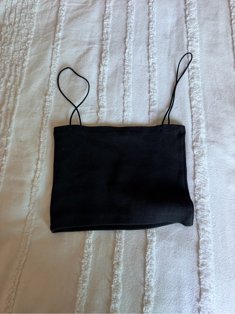 Zara Black Ribbed Spaghetti-Strap Crop Top